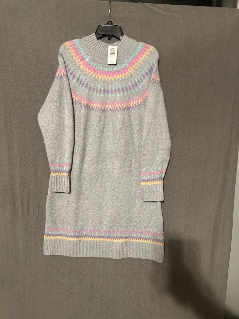 Torrid mini vegan cashmere mock neck sweater dress size 1X 14 - 16 geometric ret